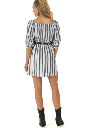 12315049 - Wrangler Retro Woven Dress - B&W Stripe