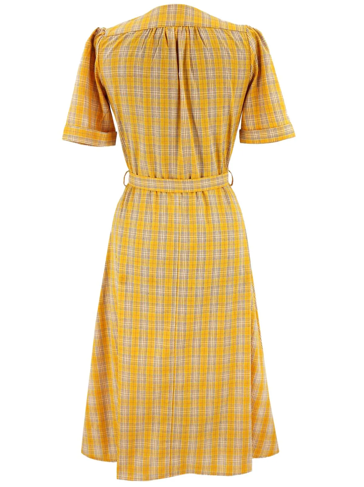 1940s Vintage Lumber Jill Check Day Dress in Yellow