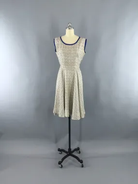 1950s Vintage Ivory Novelty Print Dress