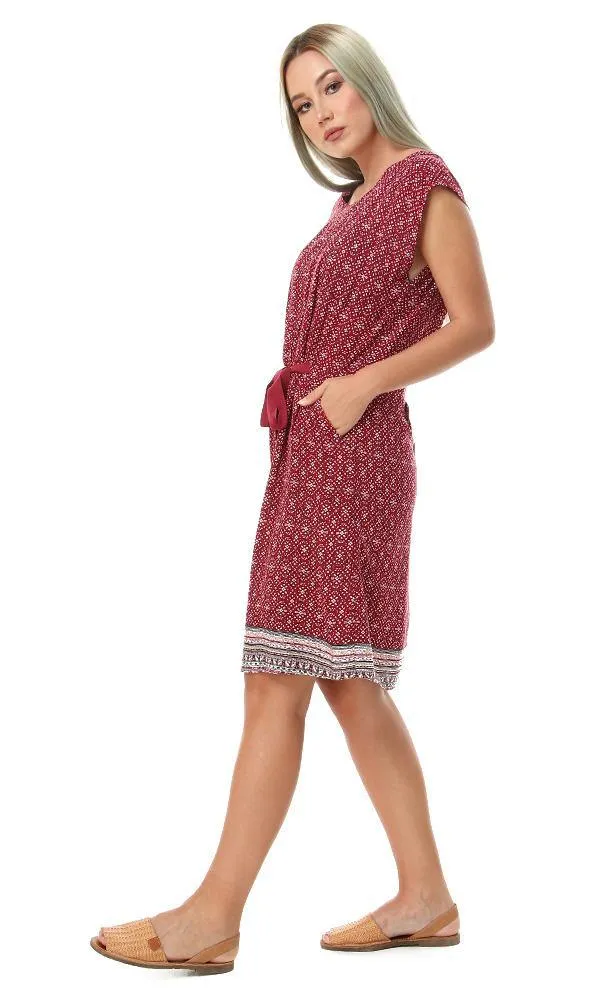 53611 Summer Sleeveless Slip On Red Beach Dress