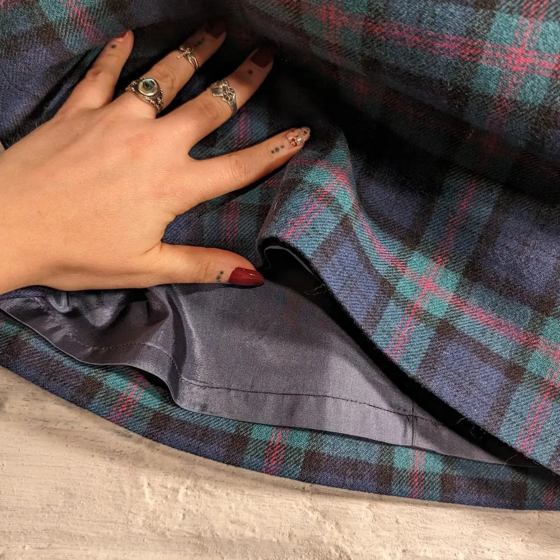 70s Vintage Pendleton Wool Grunge Skirt Minimalist Stripe Plaid Tartan Skirt