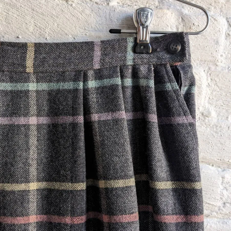 70s Vintage Pendleton Wool Grunge Skirt Pastel Rainbow Stripe Plaid Tartan Skirt