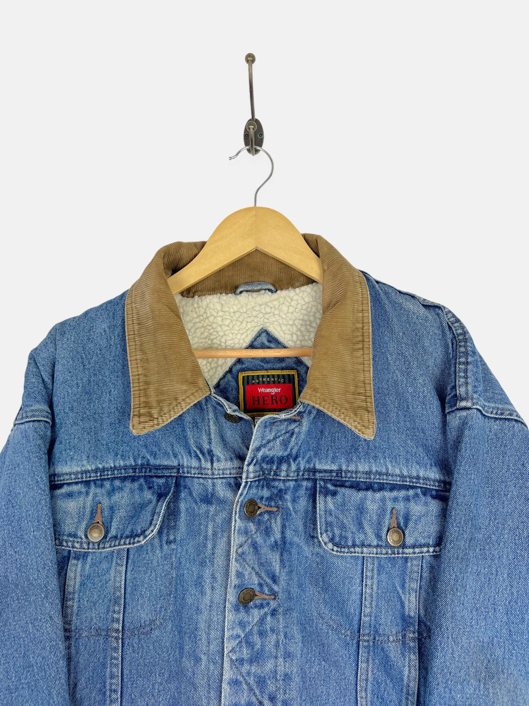 90's Wrangler Hero Sherpa Lined Denim Jacket Size 18