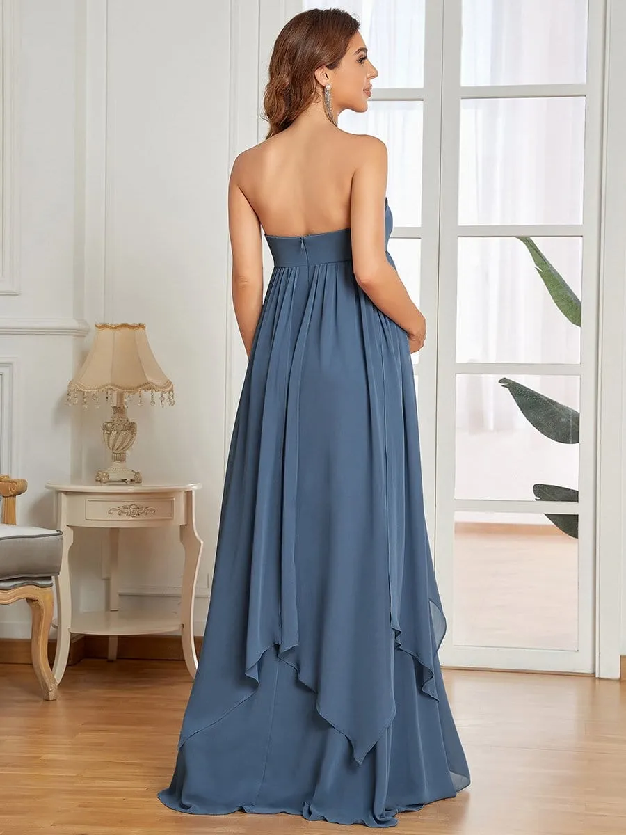 A-Line Chiffon Convertible Sleeveless/Flutter Sleeve Bump Friendly Dresses