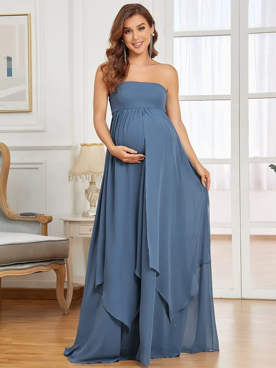 A-Line Chiffon Convertible Sleeveless/Flutter Sleeve Bump Friendly Dresses