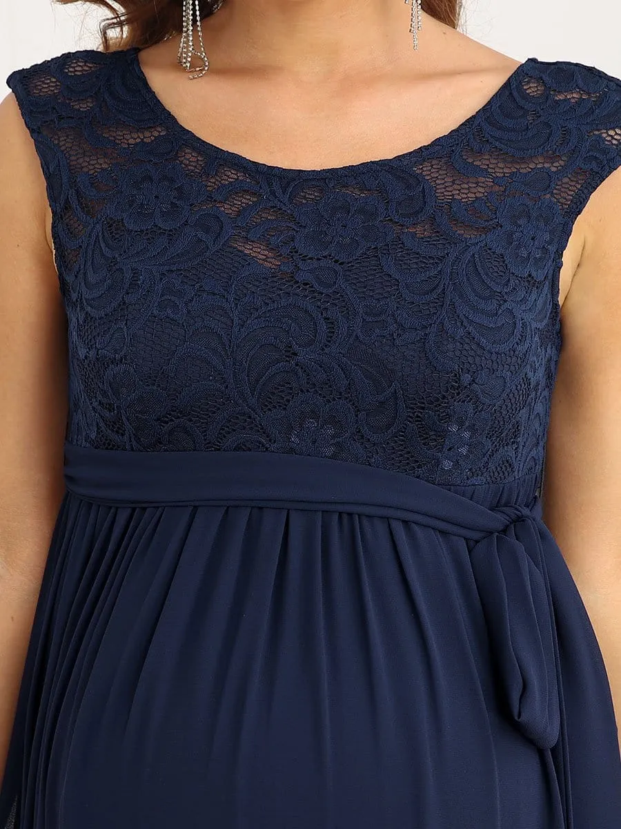 A-Line Lace Tie Waist Bump Friendly Dresses