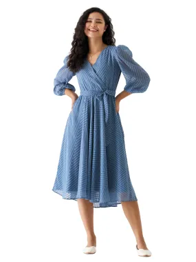 AASK Women Fancy Plain & Solid Greyish Blue Color Designer Dress for Women