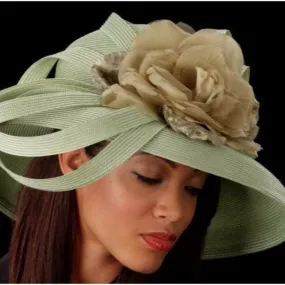 AC7019-Sage color designer straw hat for women