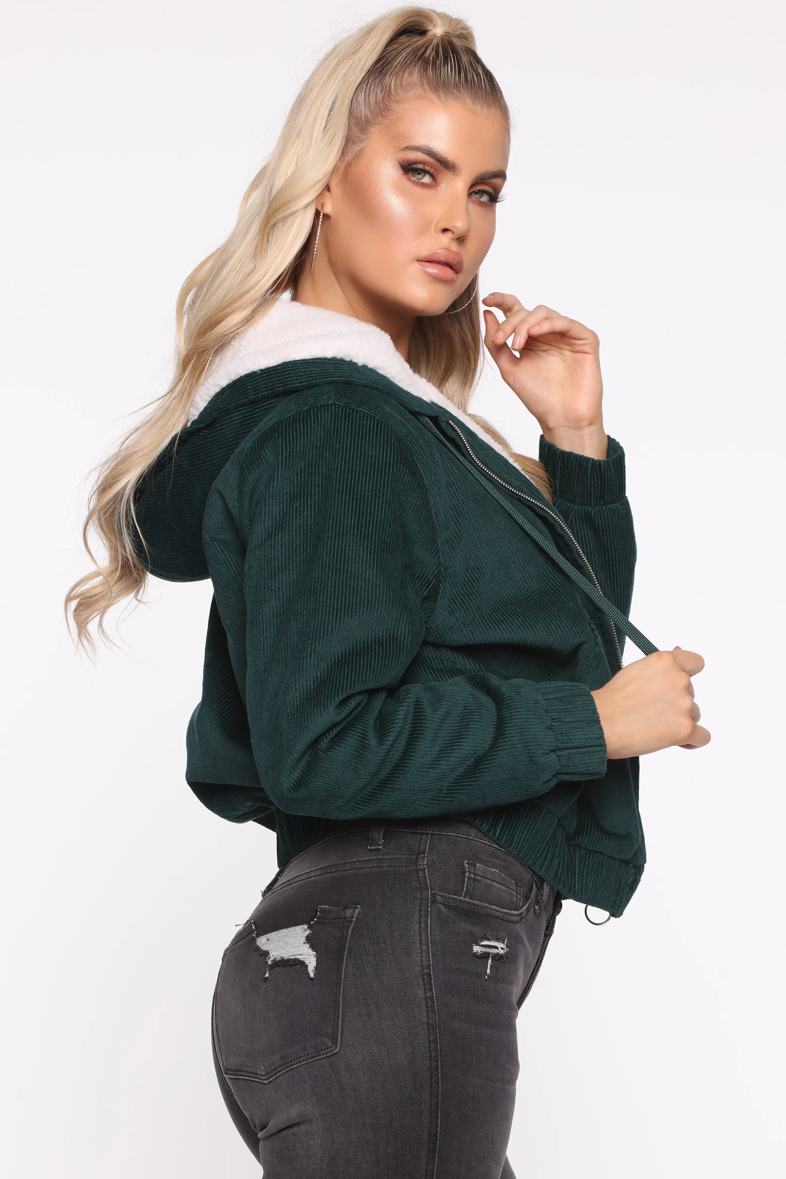 Adoring You Bomber Jacket - Emerald