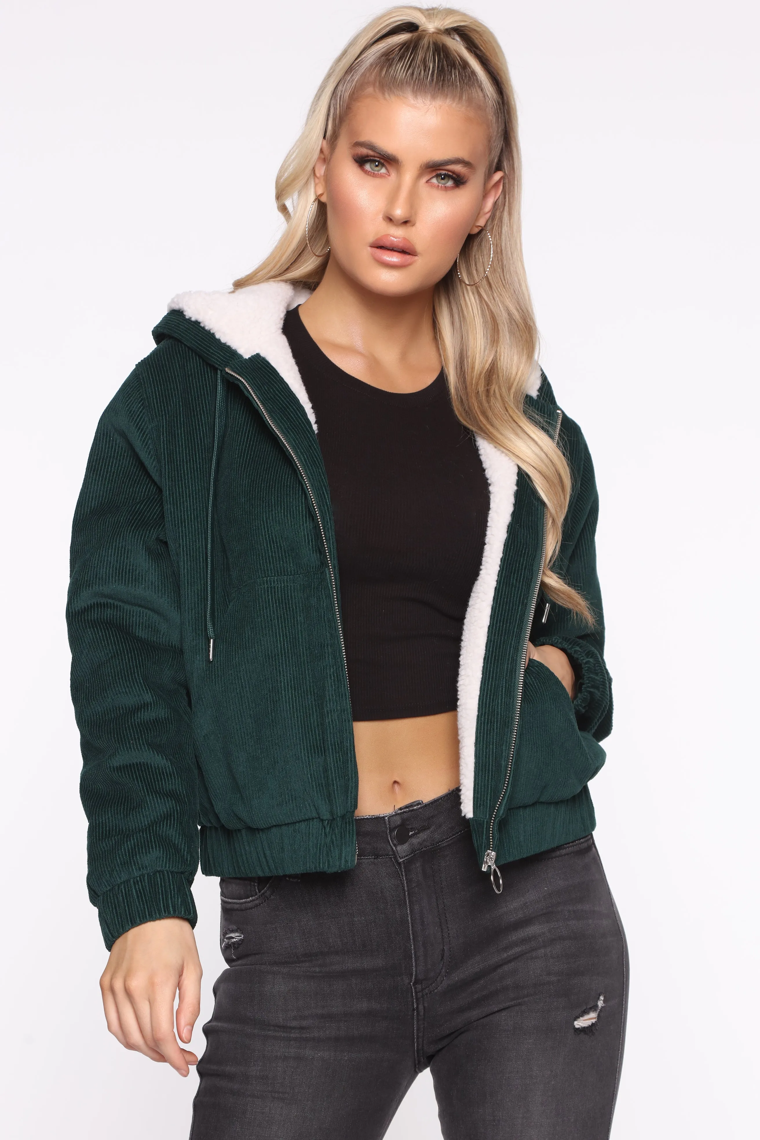 Adoring You Bomber Jacket - Emerald