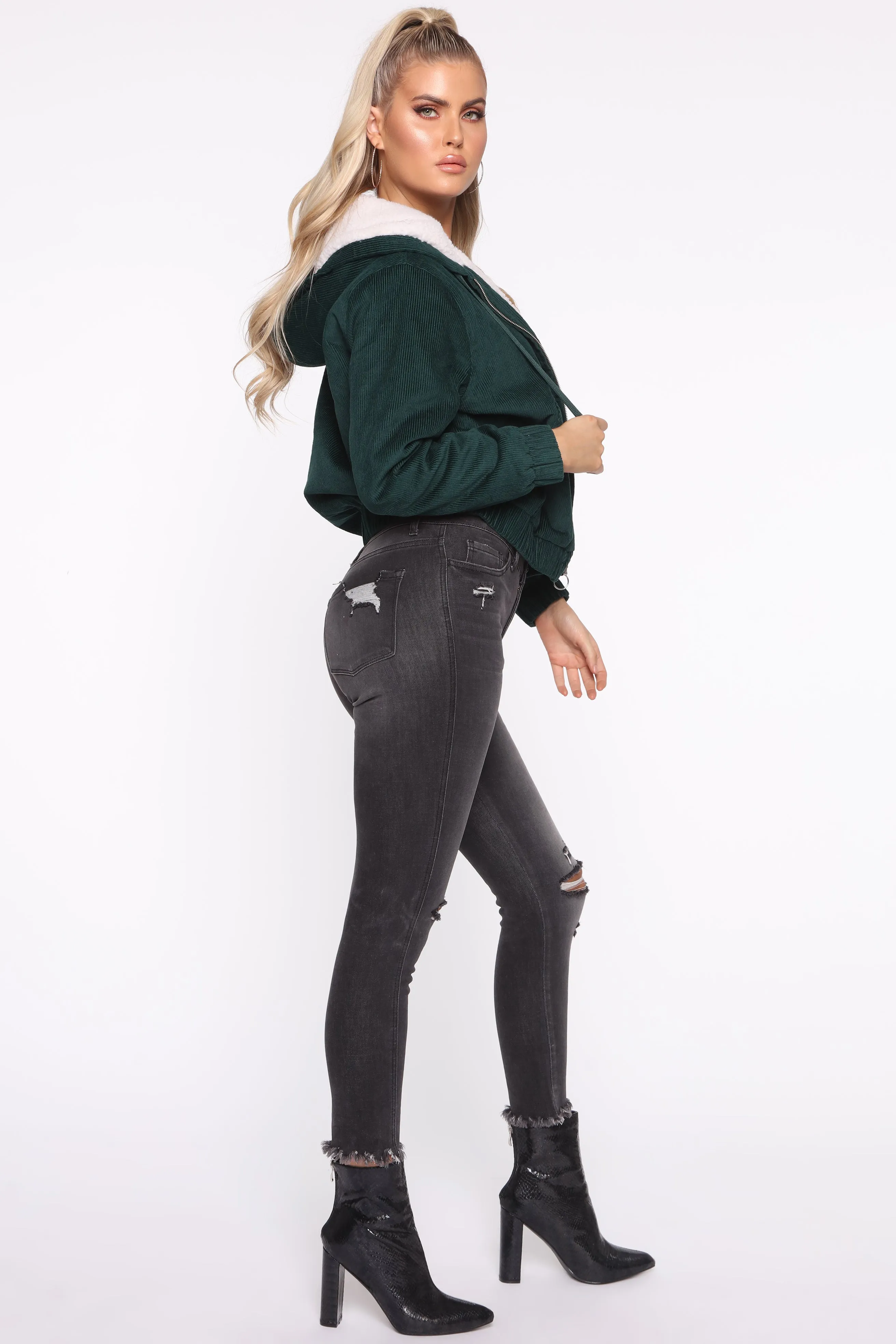 Adoring You Bomber Jacket - Emerald