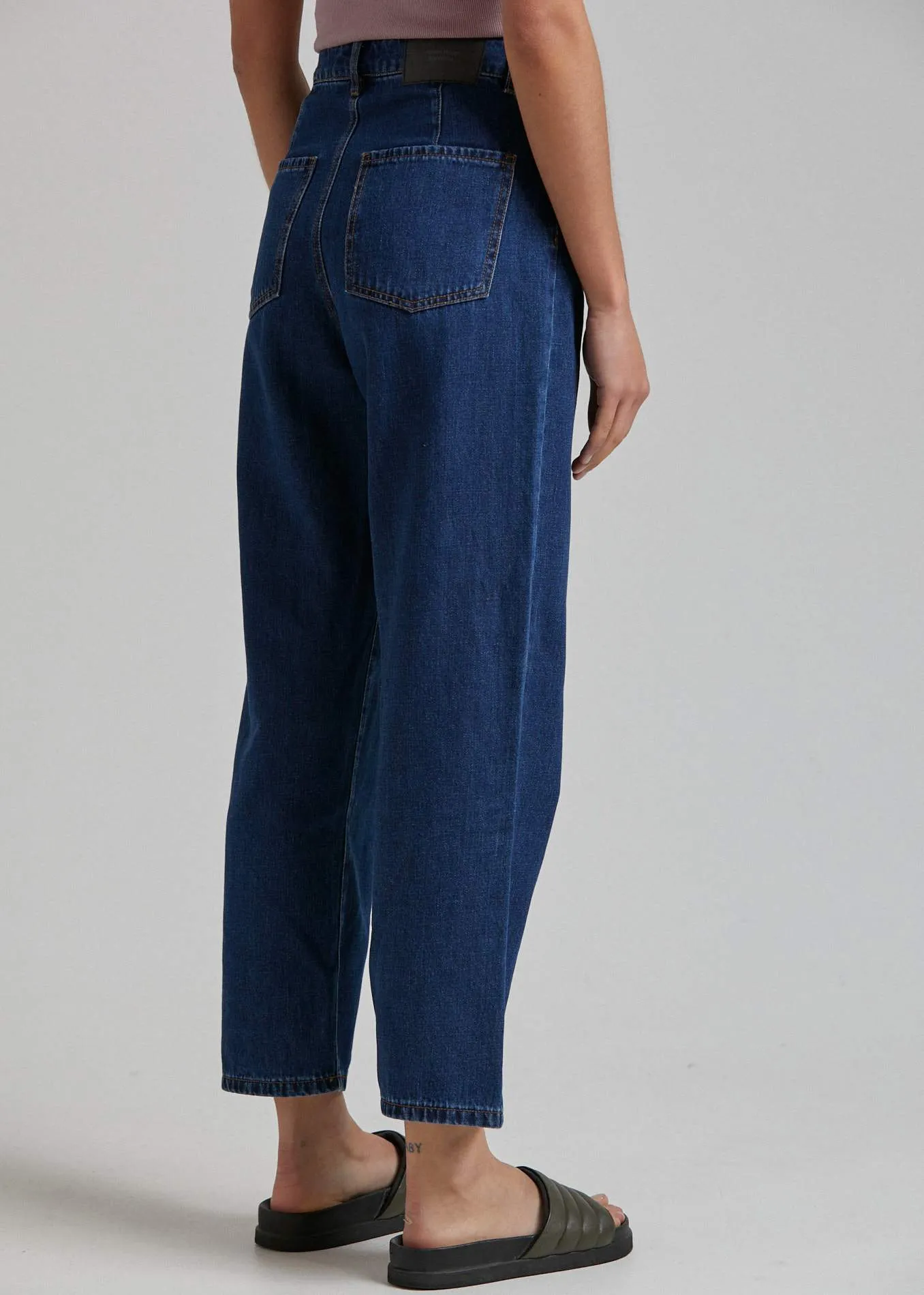 Afends Womens Shelby - Hemp Denim High Waist Wide Leg Jean - Indigo Rinse