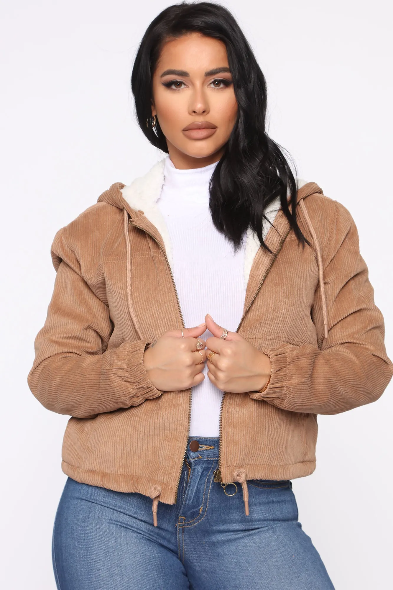 Alessandra Corduroy Bomber Jacket - Tan