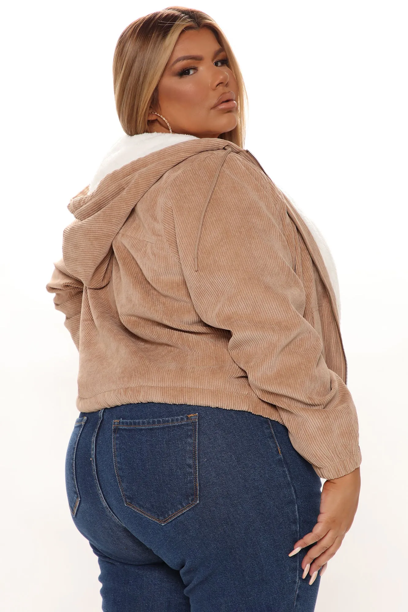 Alessandra Corduroy Bomber Jacket - Tan