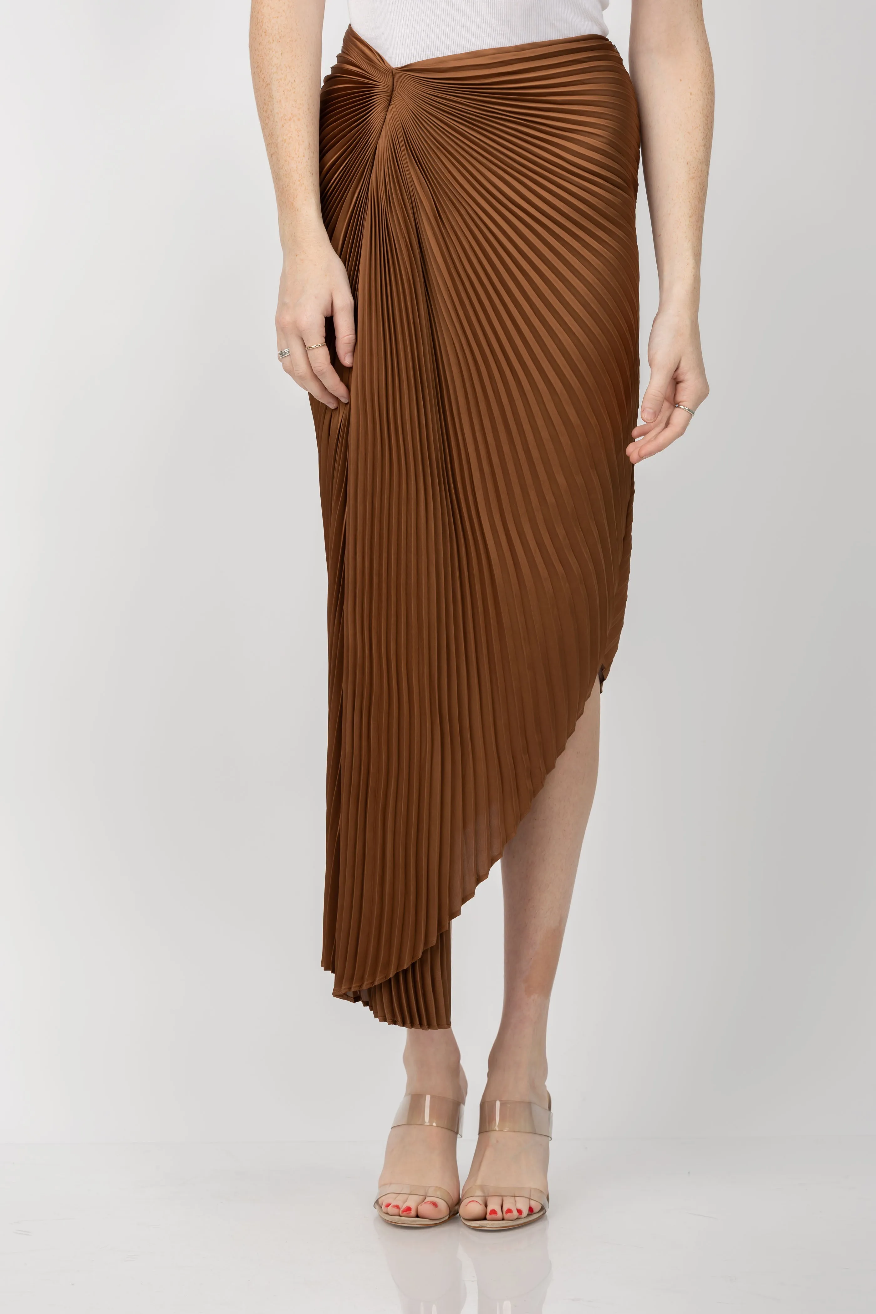 Alice   Olivia Odelia Pleated Maxi Skirt in Camel