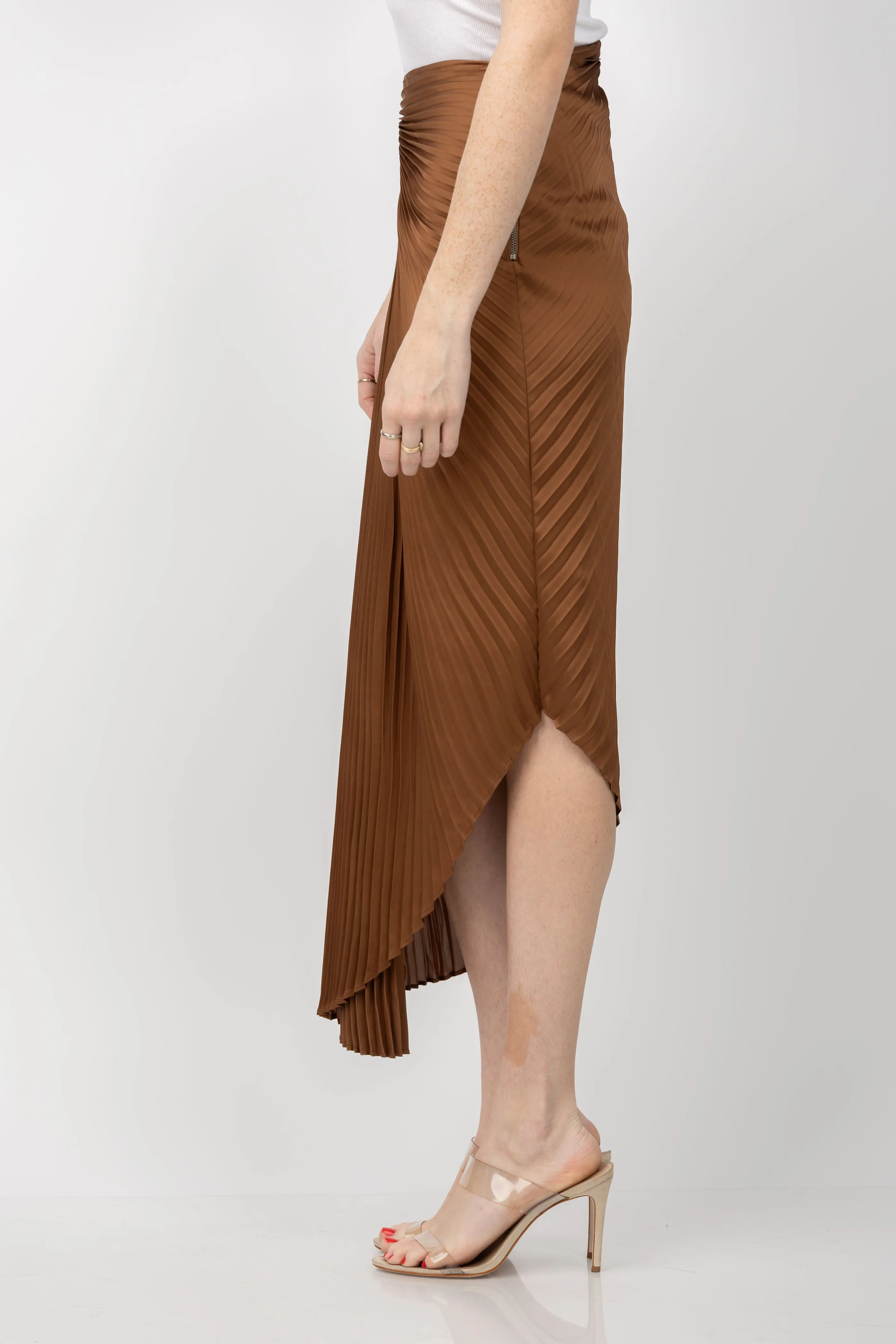 Alice   Olivia Odelia Pleated Maxi Skirt in Camel