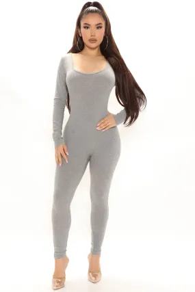 All Day Everyday Jumpsuit - Heather Grey