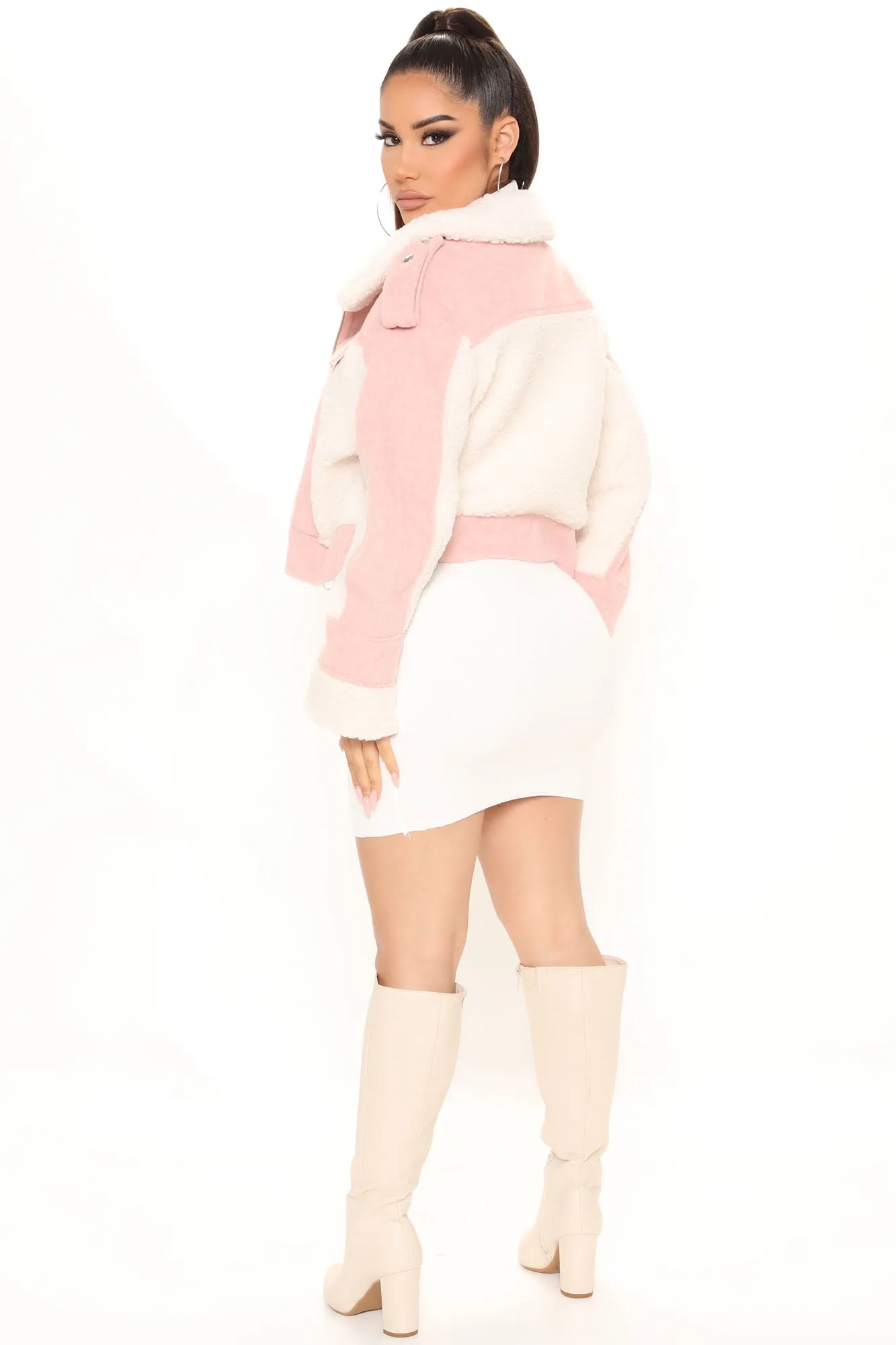 Along For The Ride Sherpa Jacket - Pink