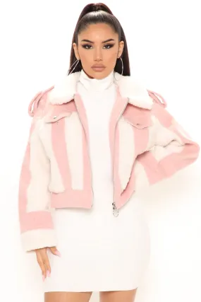 Along For The Ride Sherpa Jacket - Pink