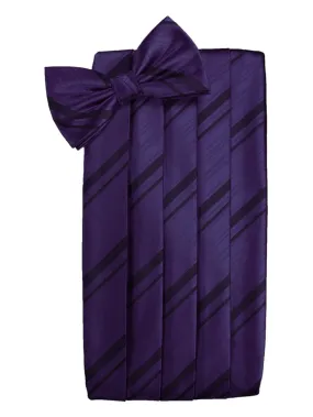 Amethyst Striped Satin Cummerbund Set