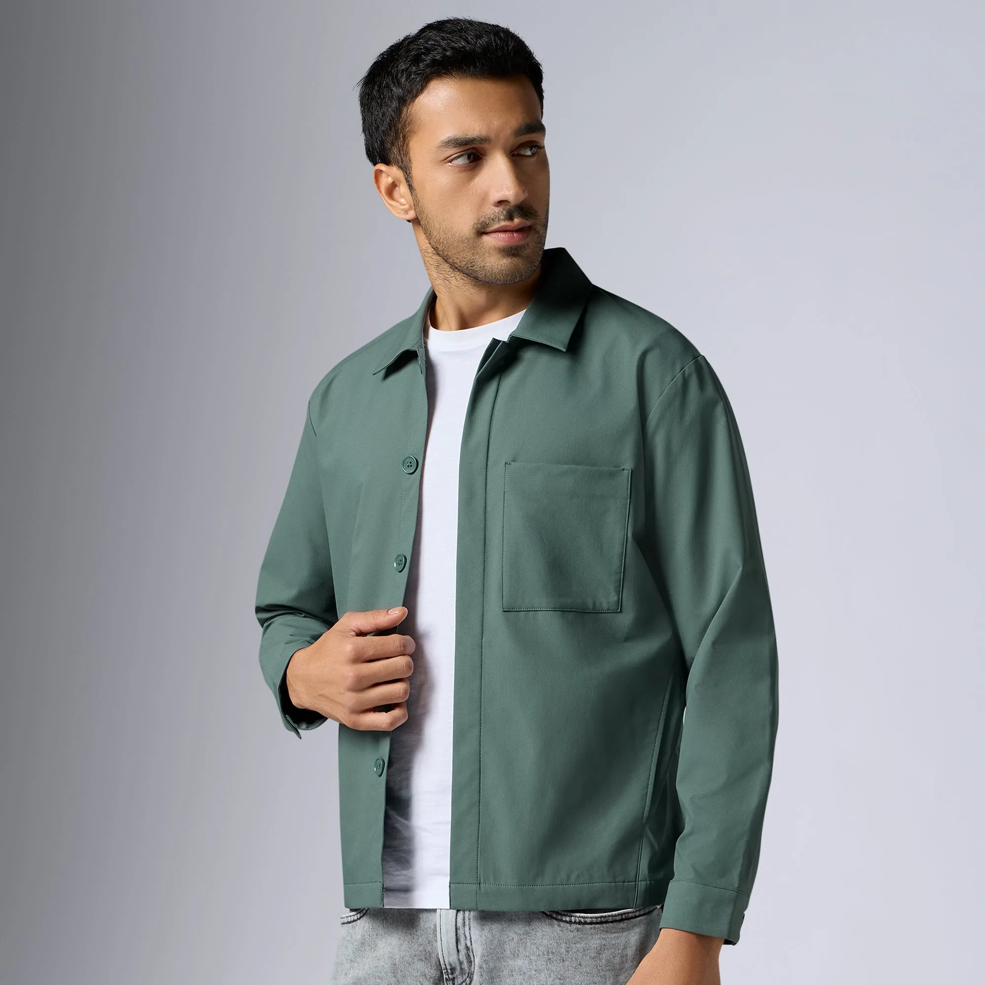 Amp Polyester Shacket Pine Green