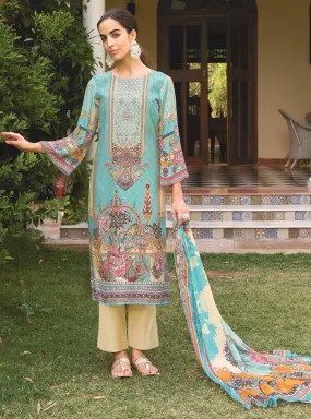 AQSA Unstitched Cotton Pakistani Salwar Suit with Embroidery