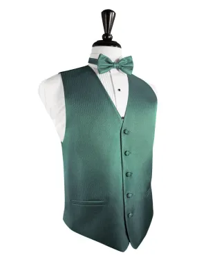 Aqua Tuxedo Vest - Subtle Herringbone Pattern and Tie Set