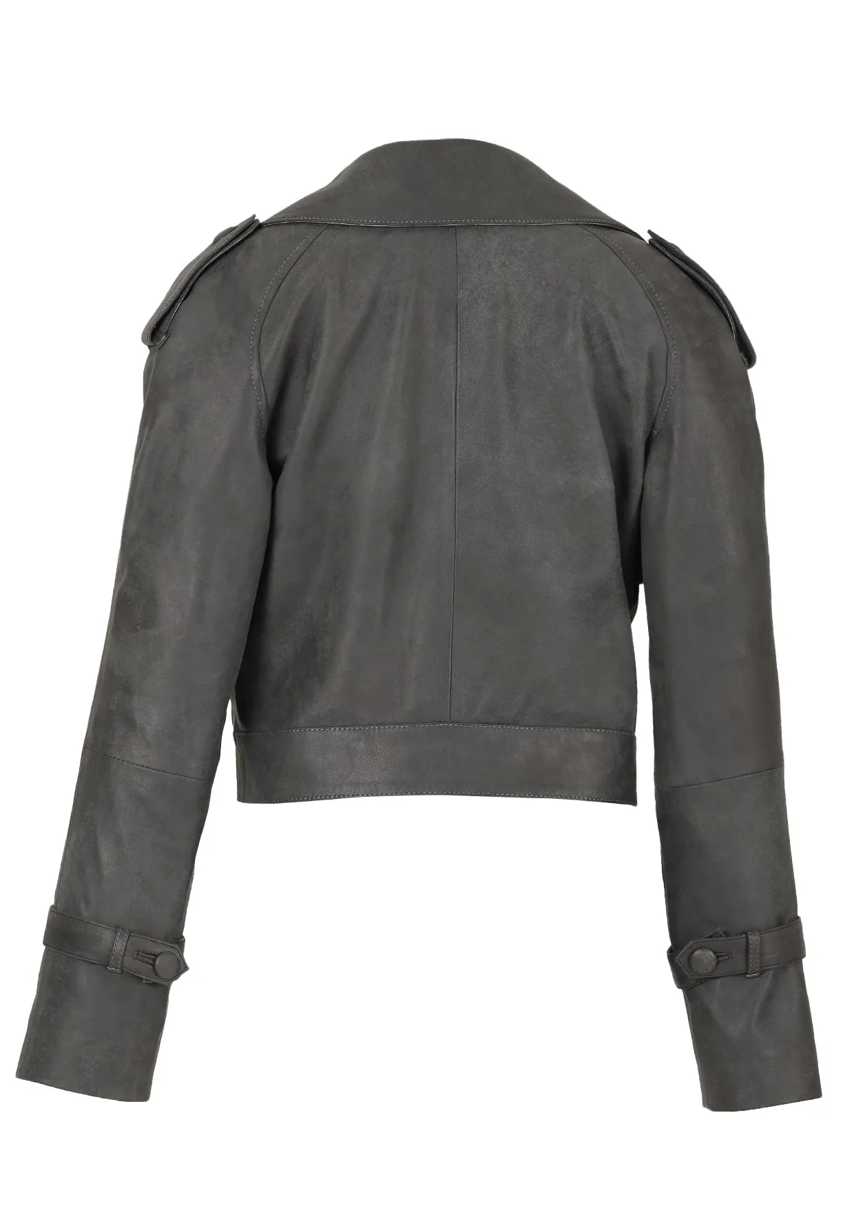 Audax Cropped Washed Leather Jacket