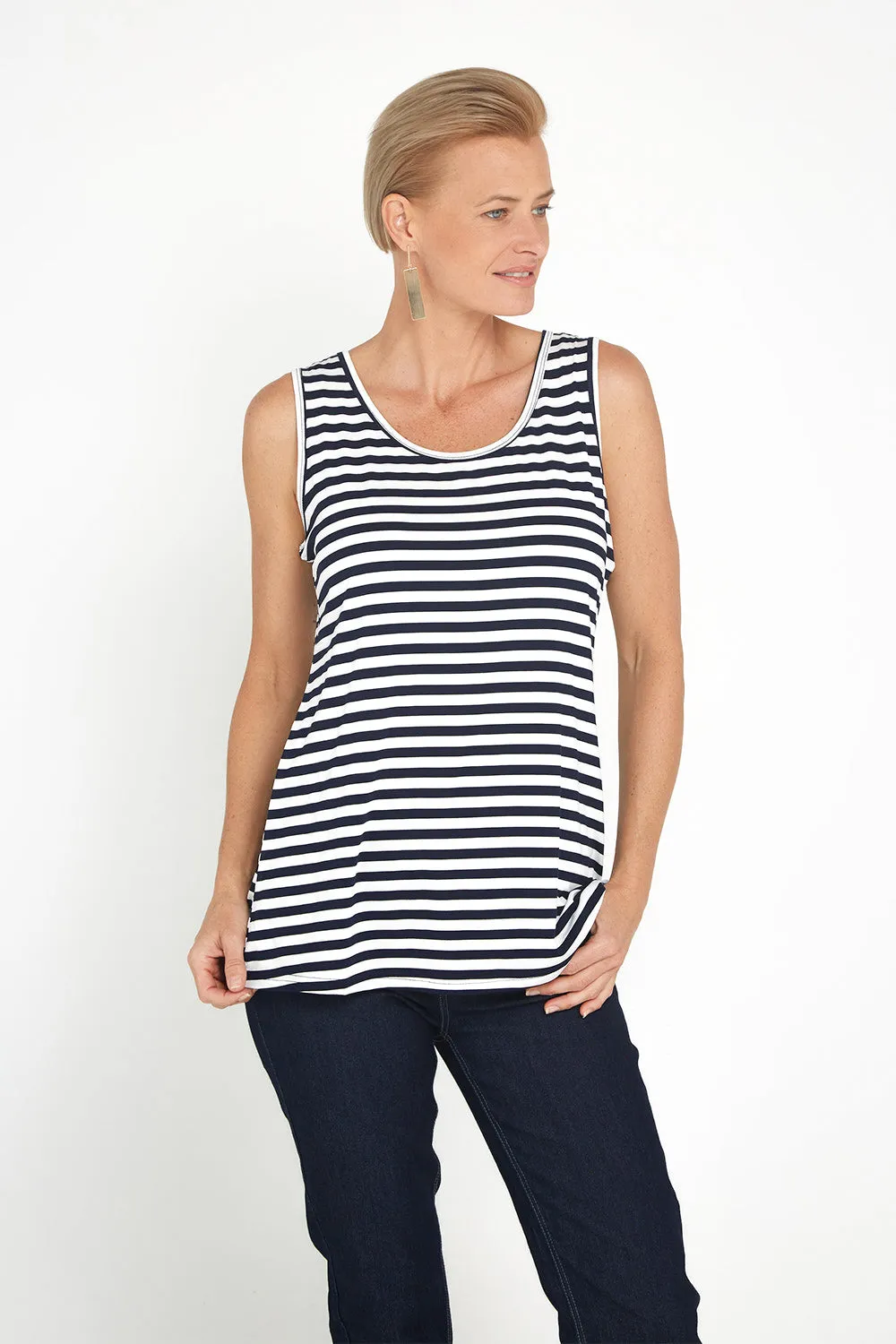 Basic Cotton Tank - Navy Stripe