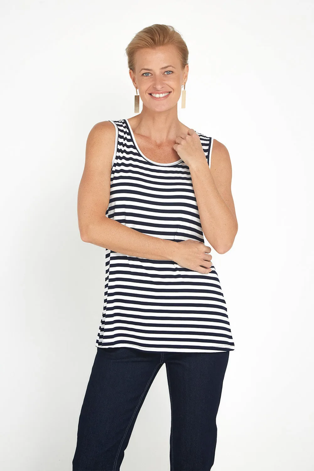 Basic Cotton Tank - Navy Stripe