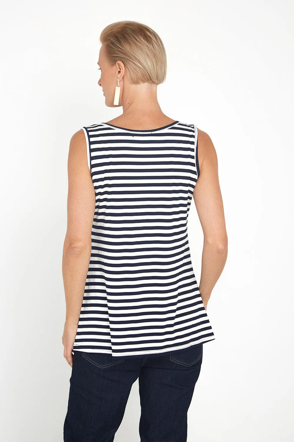 Basic Cotton Tank - Navy Stripe