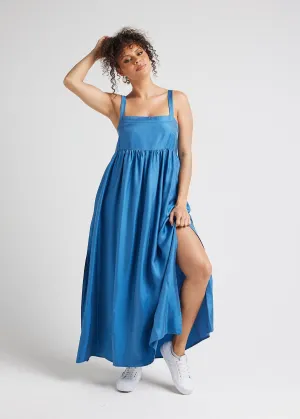 Begonia Sleeveless Silk Maxi Dress - Ocean Blue