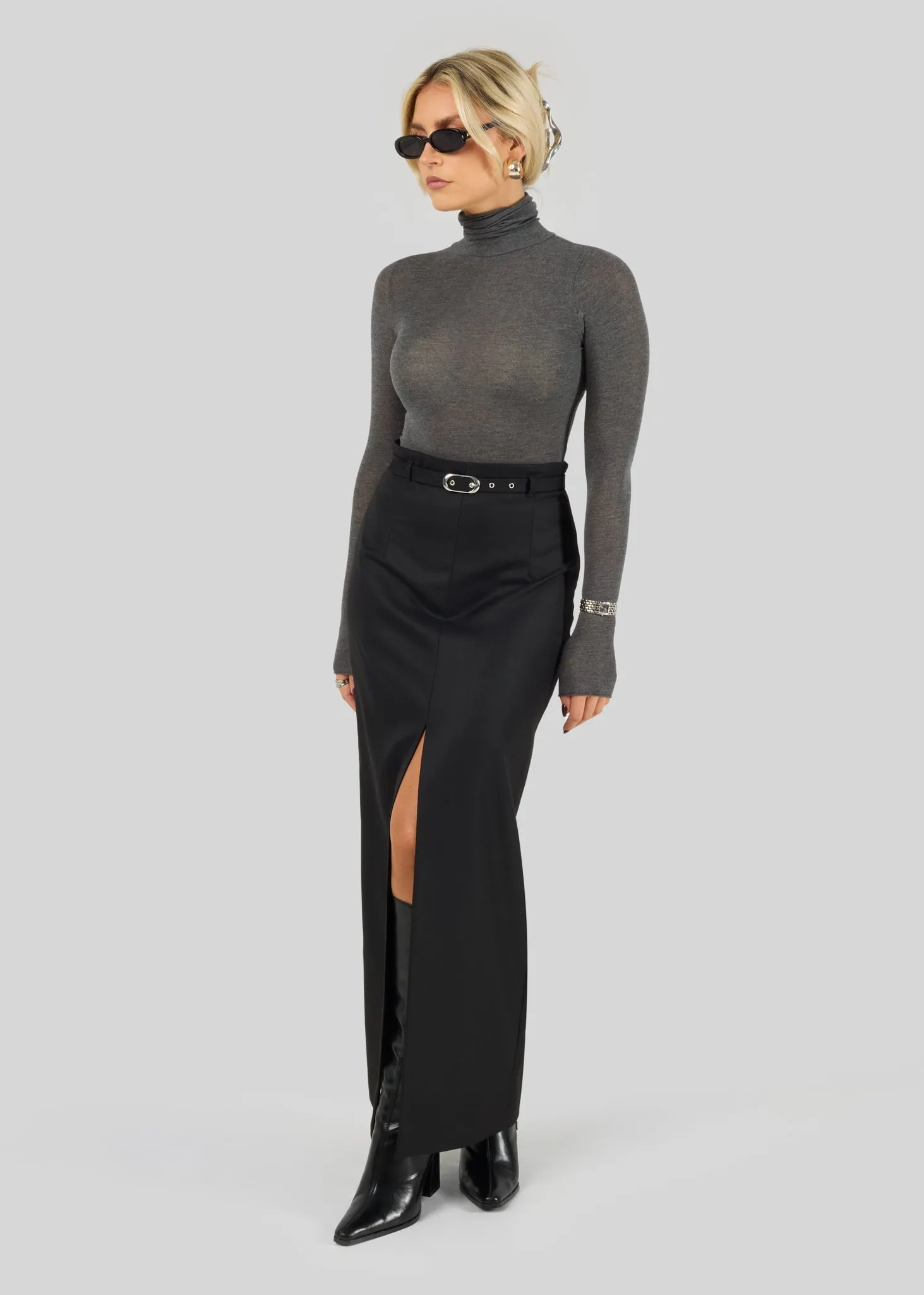 Belle Turtleneck Bodysuit Grey