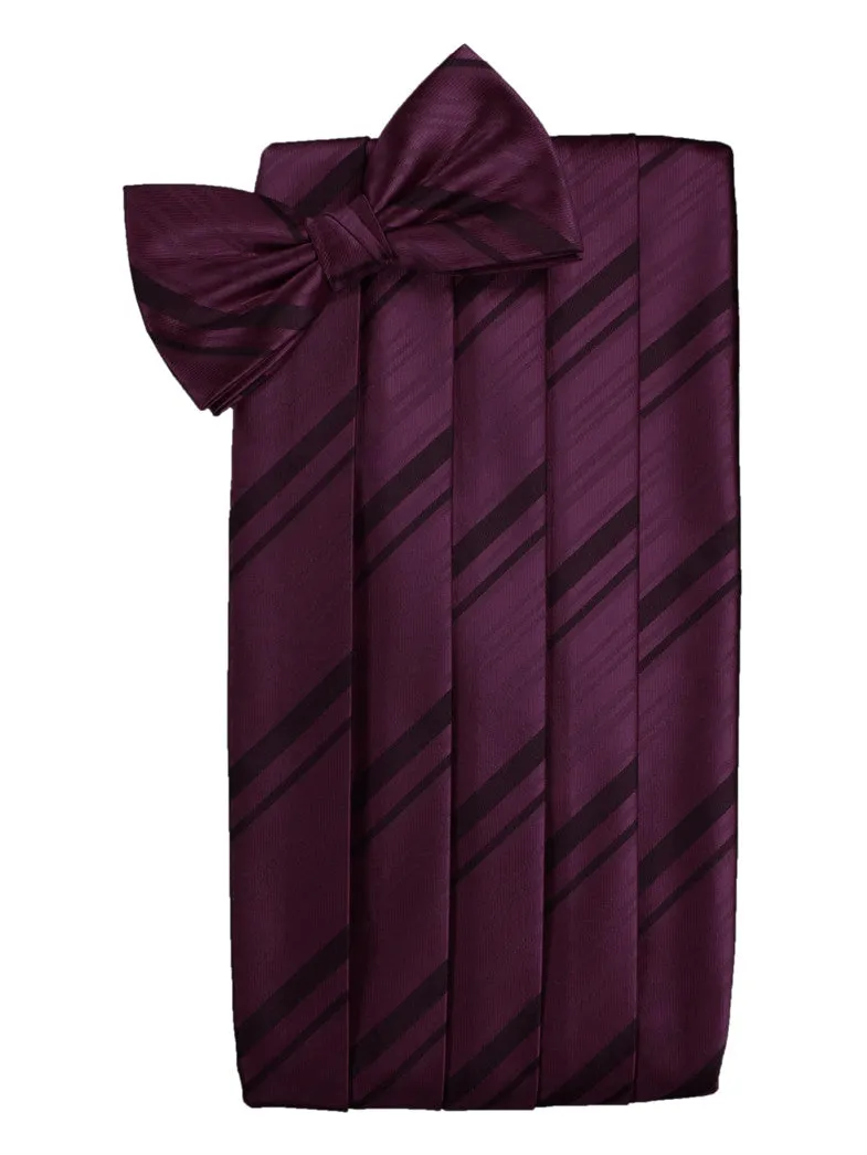 Berry Striped Satin Cummerbund Set