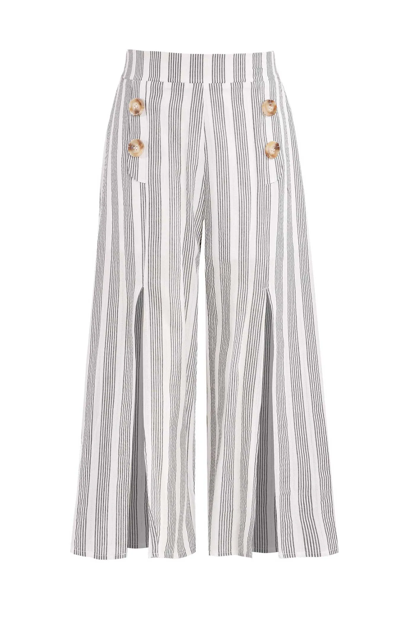 Big Girls Striped Summer Culottes With Front Slits