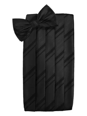 Black Striped Satin Cummerbund Set