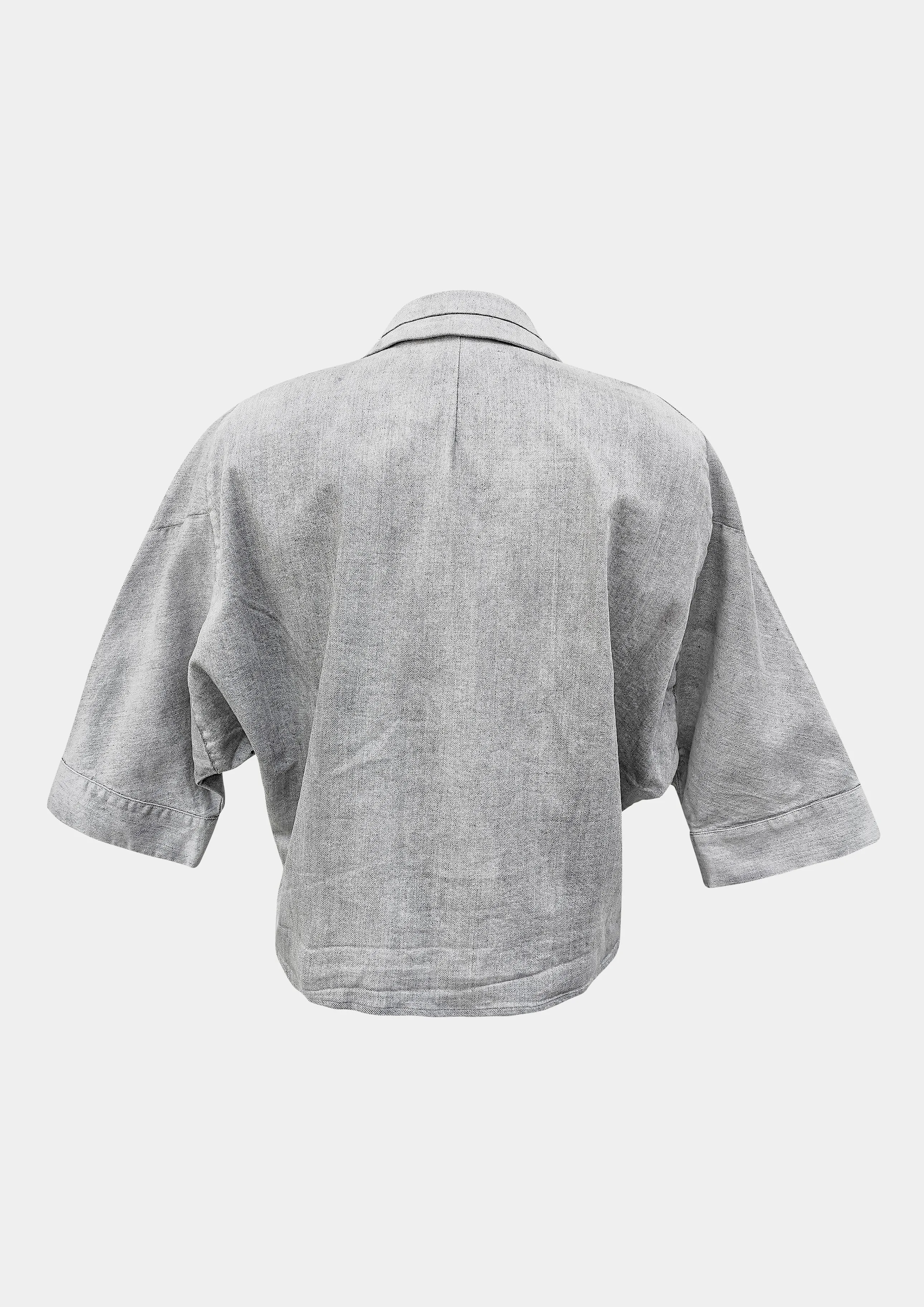 BLOUSE - SHORT SLEEVES - DENIM light grey washed