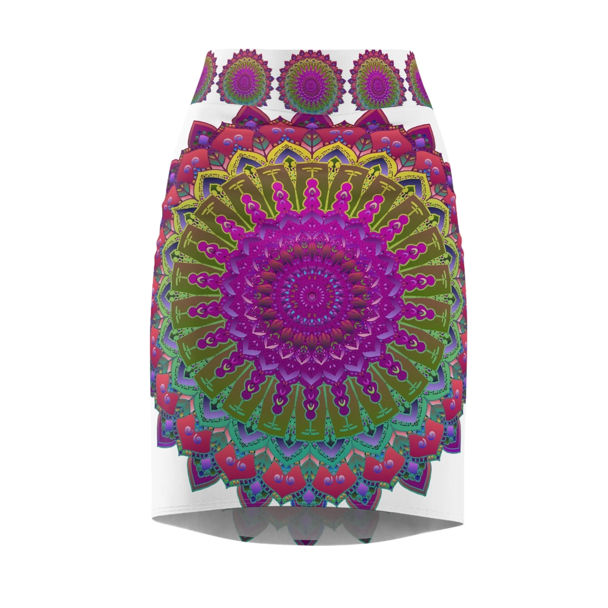 Bohemian Chic Mandala Pencil Skirt - Purple