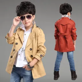 Boys’ Mid-Length Trendy Casual Trench Coat – Stylish & Cozy Spring Essential