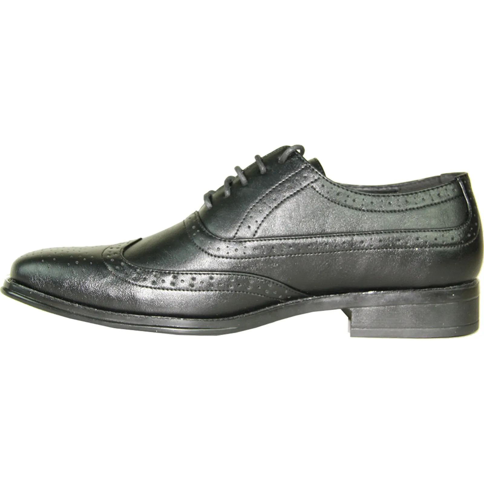 BRAVO Men Dress Shoe MILANO-1 Wingtip Oxford Shoe Black