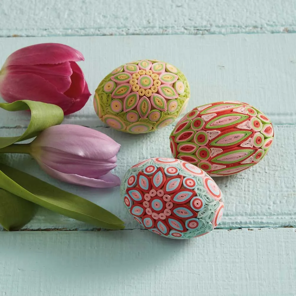 Bright Spring Quilled Egg Ornament Set of 3