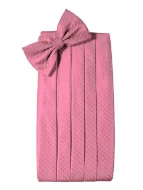 Bubble Gum Diamond Grid Pattern Cummerbund Set