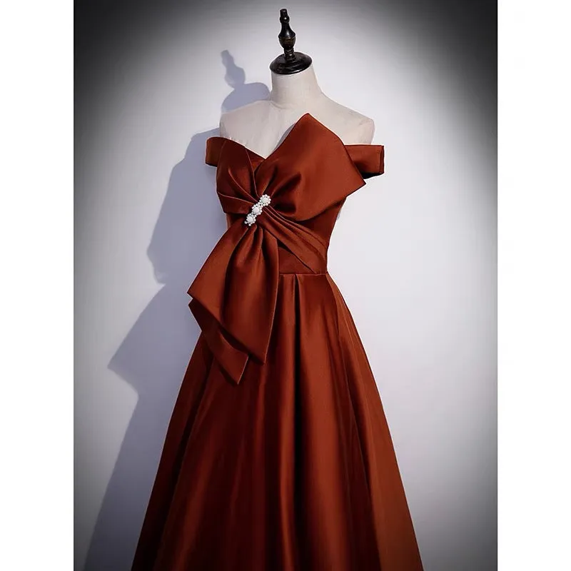 Burgundy 8th Grade Graduation Dress with Big Bow