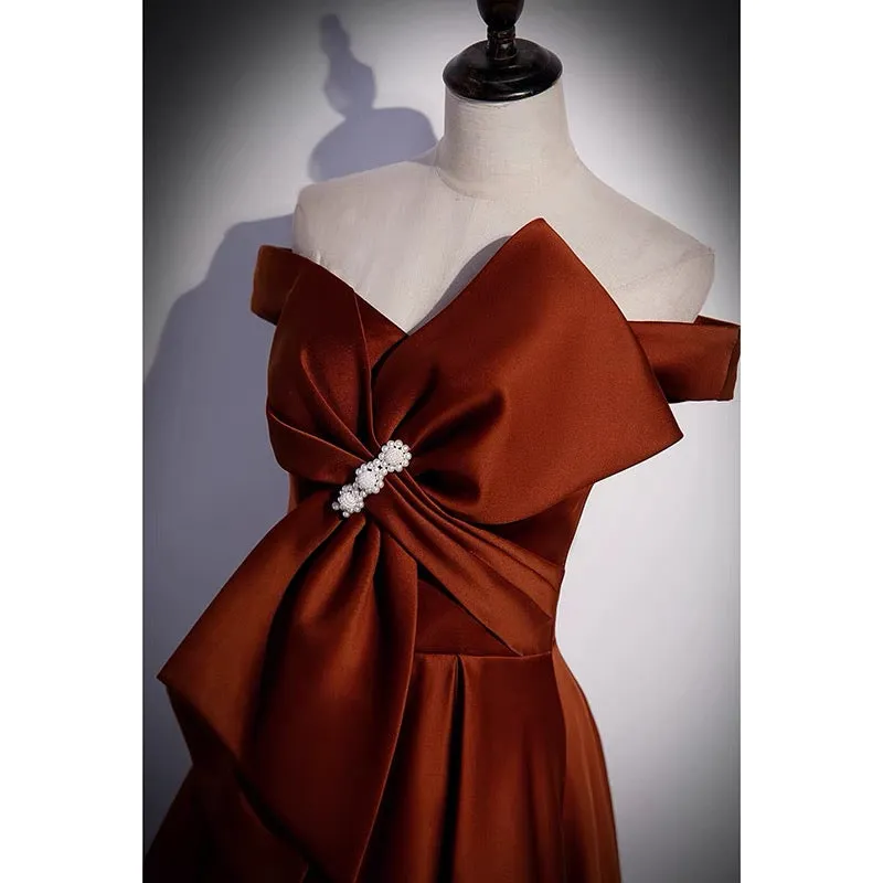 Burgundy 8th Grade Graduation Dress with Big Bow