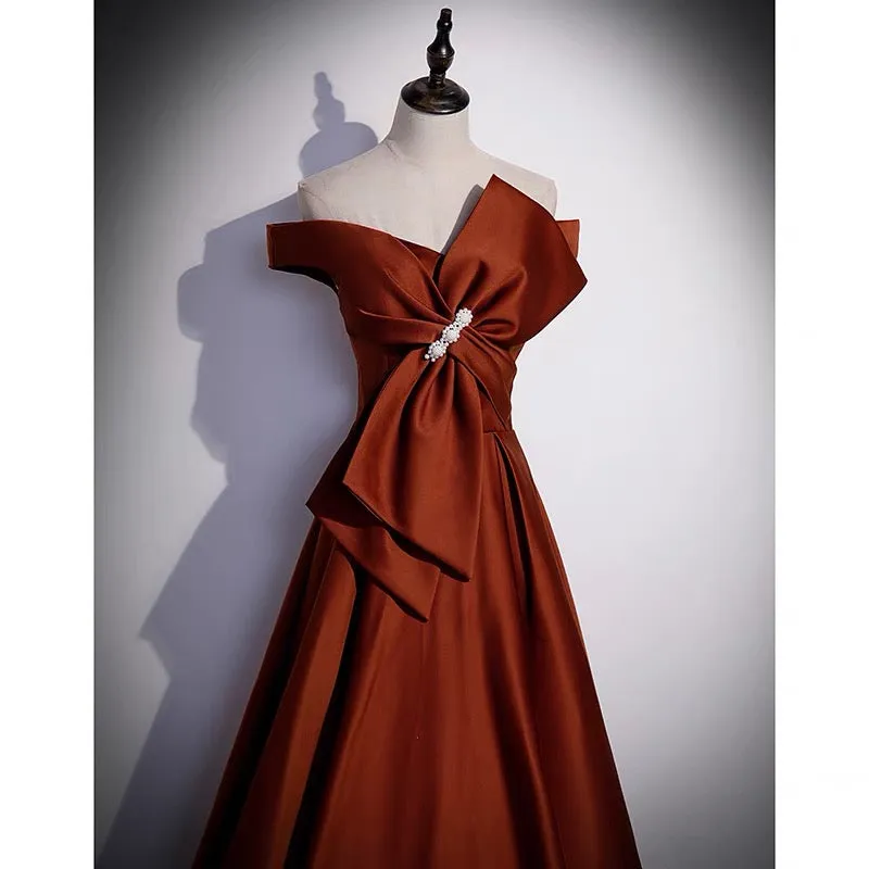 Burgundy 8th Grade Graduation Dress with Big Bow