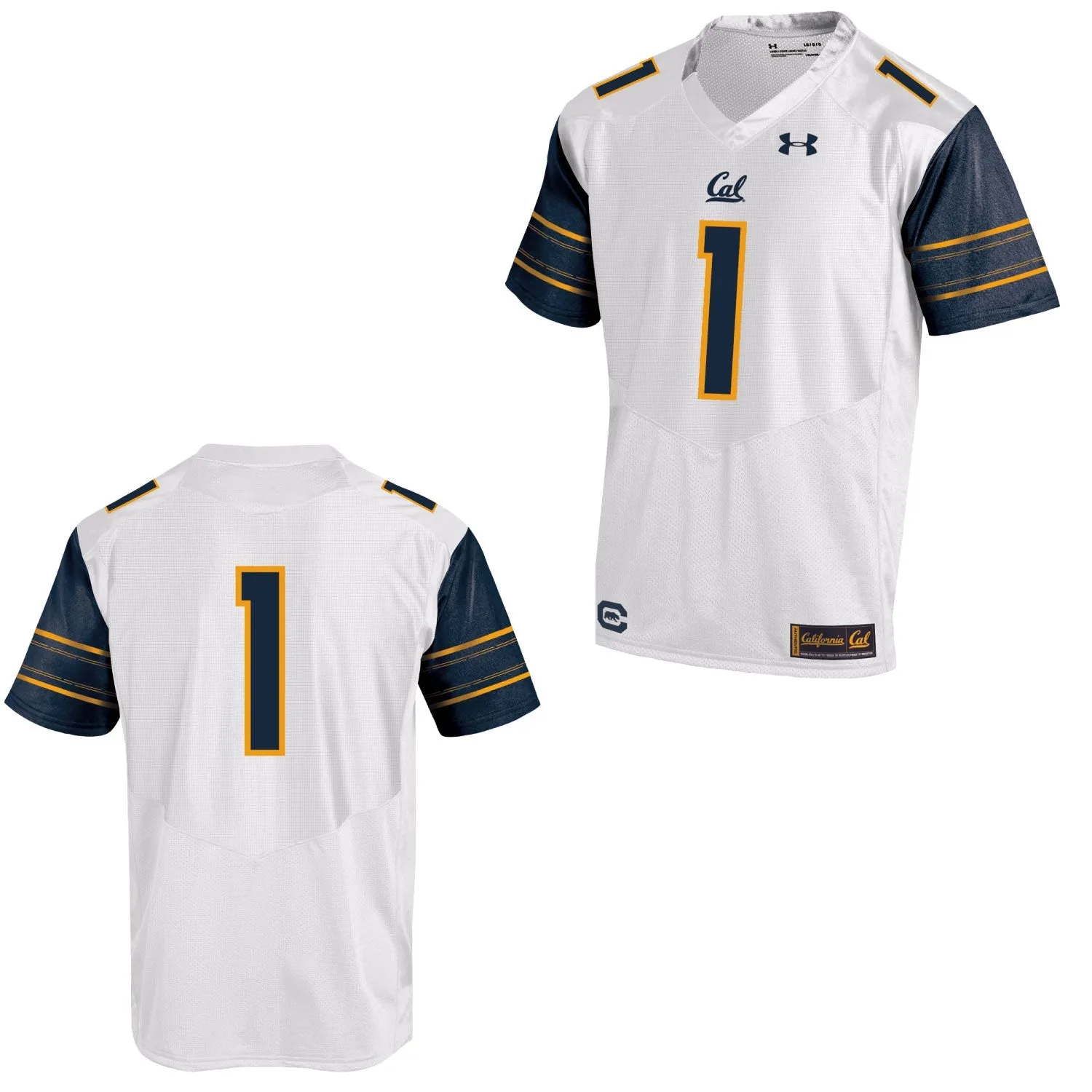 Cal Bears Under Armour White #1 Sideline Replica Football Jersey