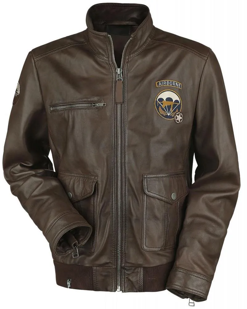 Call of Duty WWII Inspired Men's Brown Leather Jacket