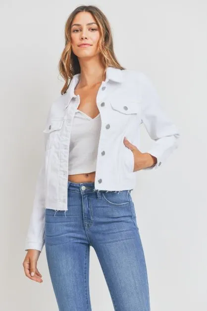 Carrie Cropped White Denim Jacket