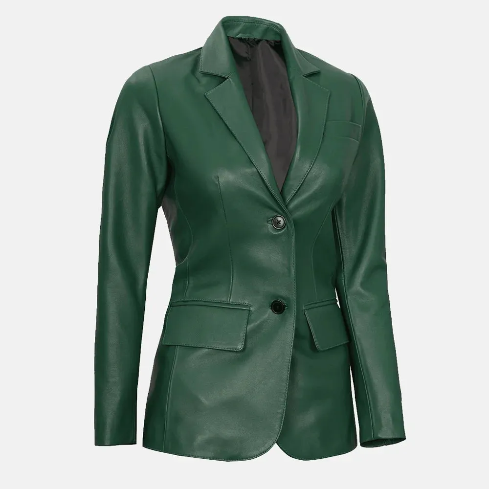 Cassia Comet Womens Leather Blazer