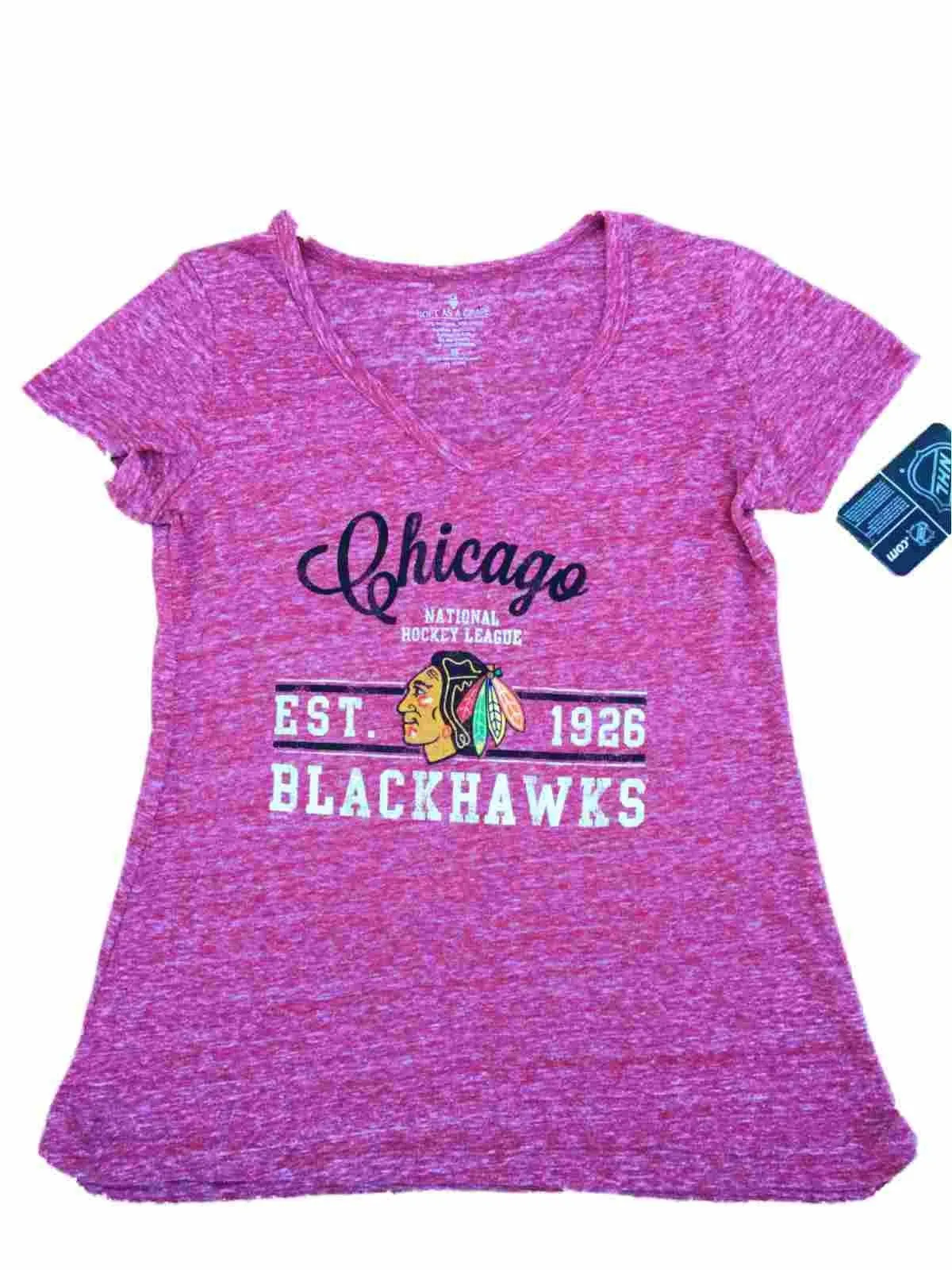 Chicago Blackhawks SAAG Women Red Lightweight Short Sleeve V-Neck T-Shirt